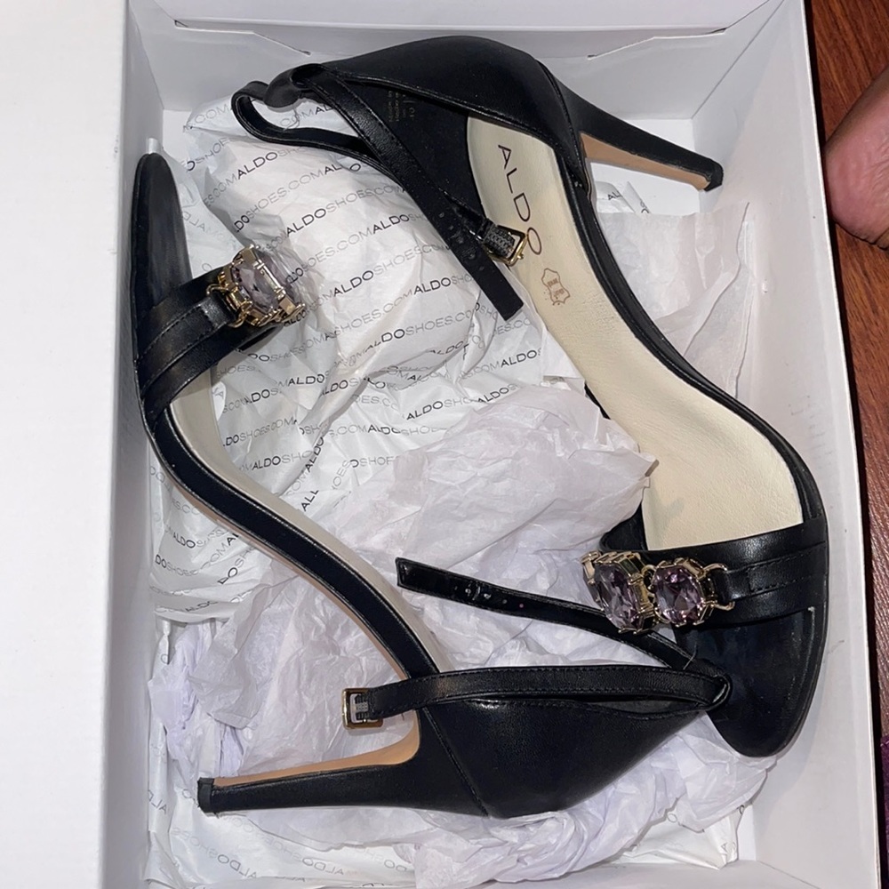 Aldo Kurman Black Jeweled Sandal